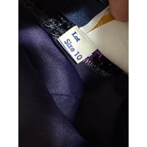 Alyce Designs Size 10 Purple & Black Sequined Sleeveless Dress - Picture 4 of 7